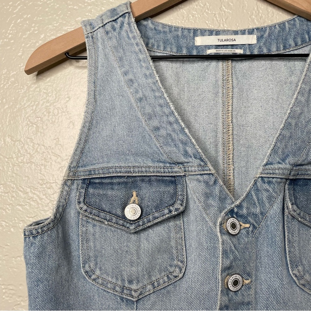 Tularosa Zoe Denim Dress Button Down V-Neckline Sleeveless Western - Picture 7 of 13